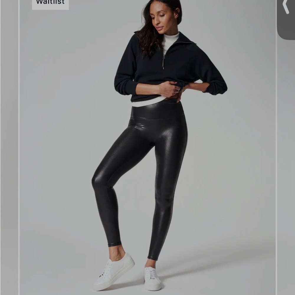 SPANX Shape Faux Leather Black Leggings Size 2x